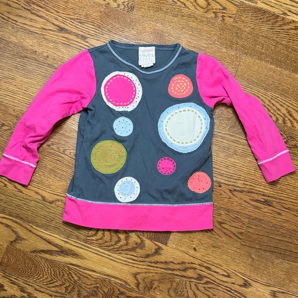 Lemon Loves Lime Pink and Gray Long Sleeve Tee size 4Y